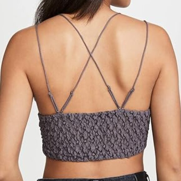 NWT Free People One Adella Long Line Bralette Brown Charcoal XS - Picture 2 of 2